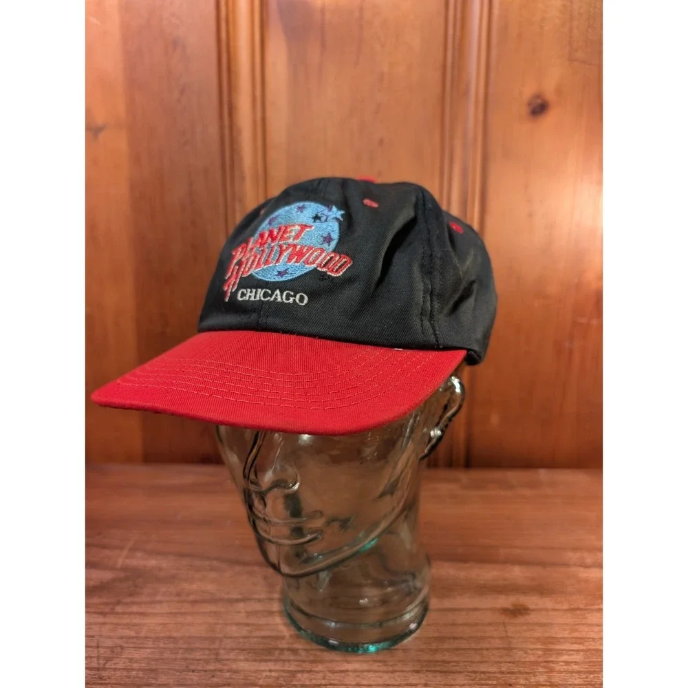 Vintage 90s Planet Hollywood Chicago Embroidered Logo Snapback Hat USA Made 1099